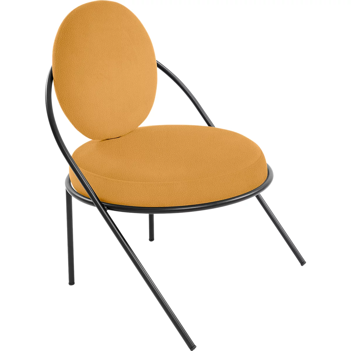 Fauteuil Saturne Meet by Paperflow - 1 place - avec accoudoirs - l. 700 x P 730 x H 880 mm - tube d'acier noir - similicuir safran