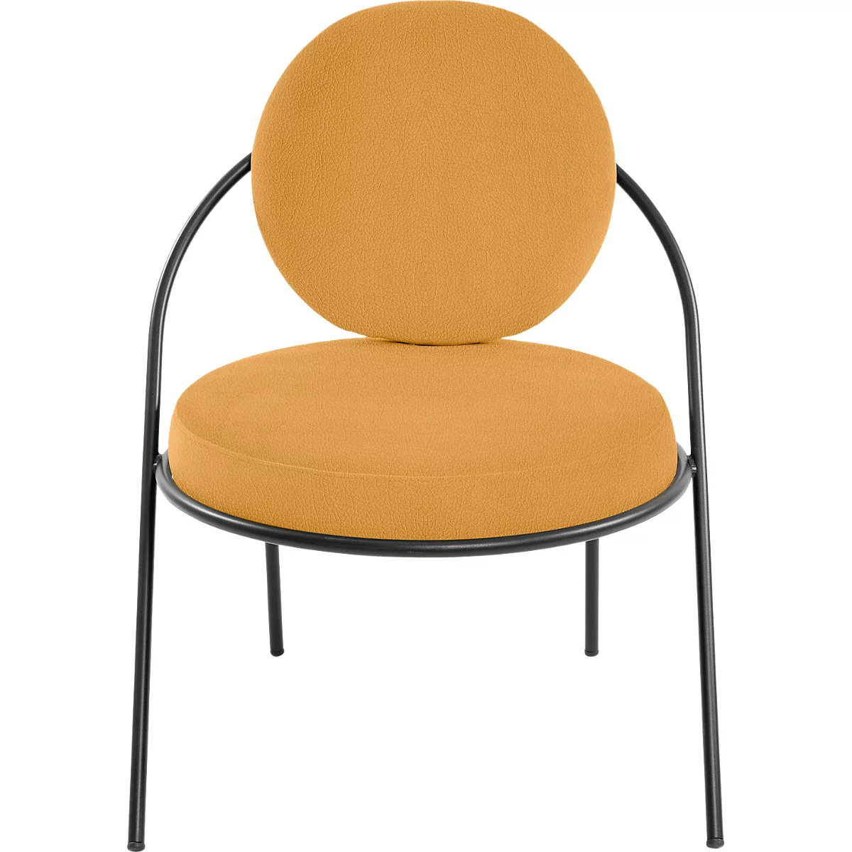 Fauteuil Saturne Meet by Paperflow - 1 place - avec accoudoirs - l. 700 x P 730 x H 880 mm - tube d'acier noir - similicuir safran