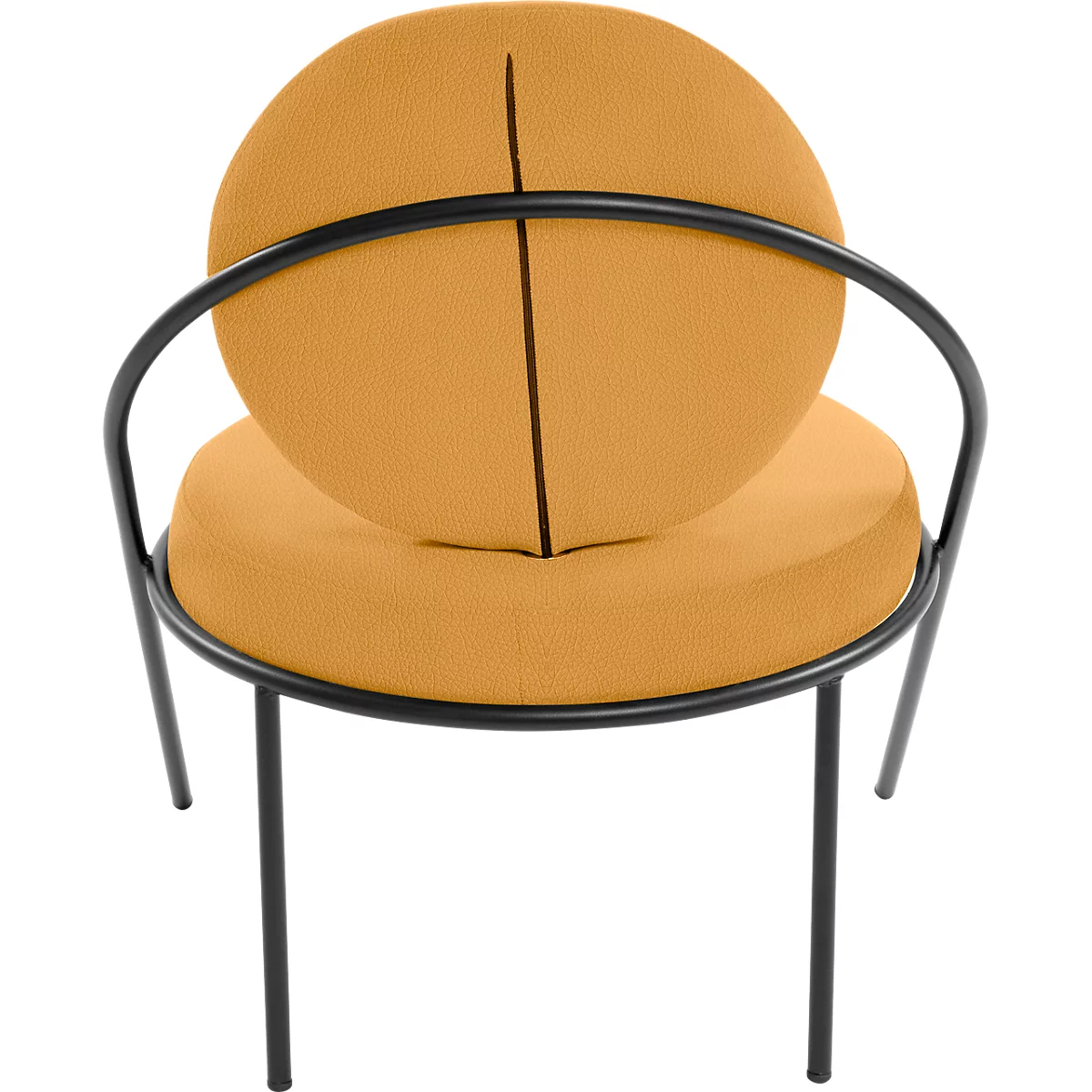Fauteuil Saturne Meet by Paperflow - 1 place - avec accoudoirs - l. 700 x P 730 x H 880 mm - tube d'acier noir - similicuir safran