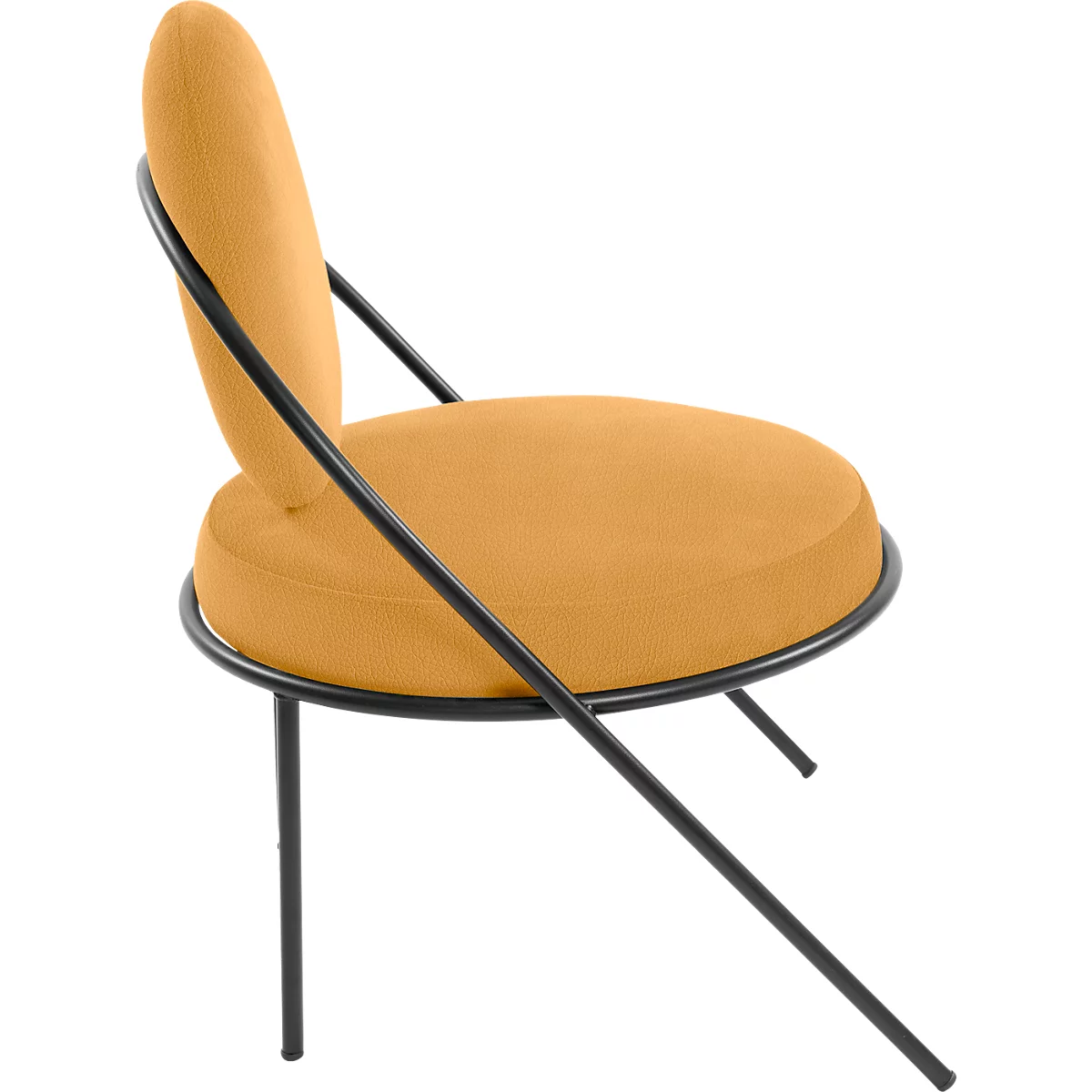 Fauteuil Saturne Meet by Paperflow - 1 place - avec accoudoirs - l. 700 x P 730 x H 880 mm - tube d'acier noir - similicuir safran