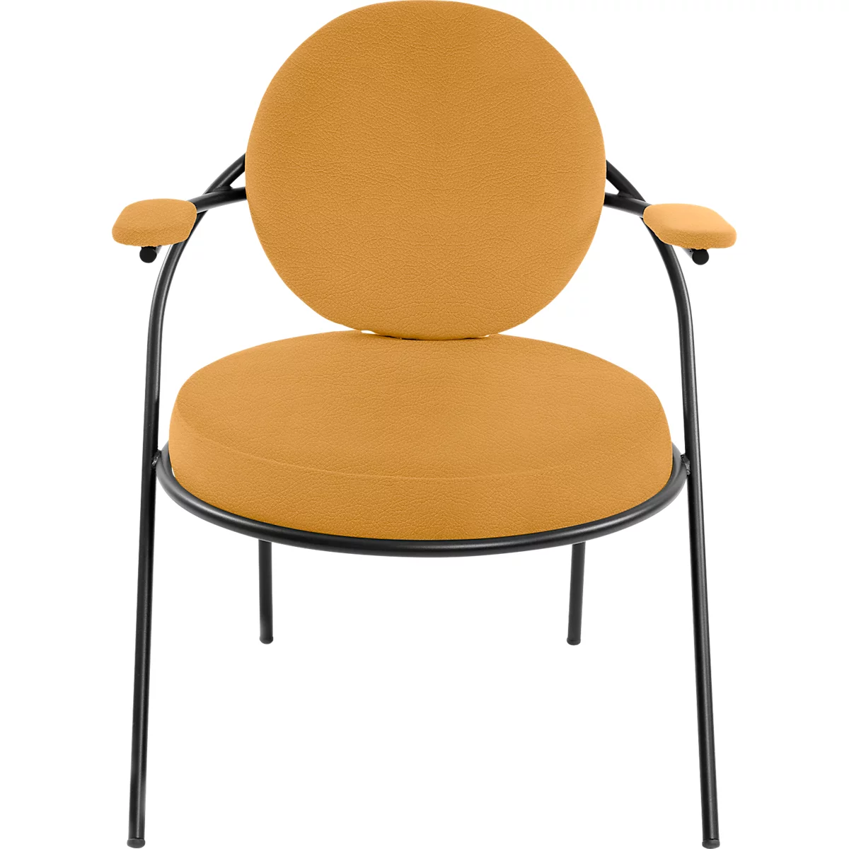 Fauteuil Saturne Meet by Paperflow - 1 place - avec accoudoirs - l. 700 x P 730 x H 880 mm - tube d'acier noir - similicuir safran