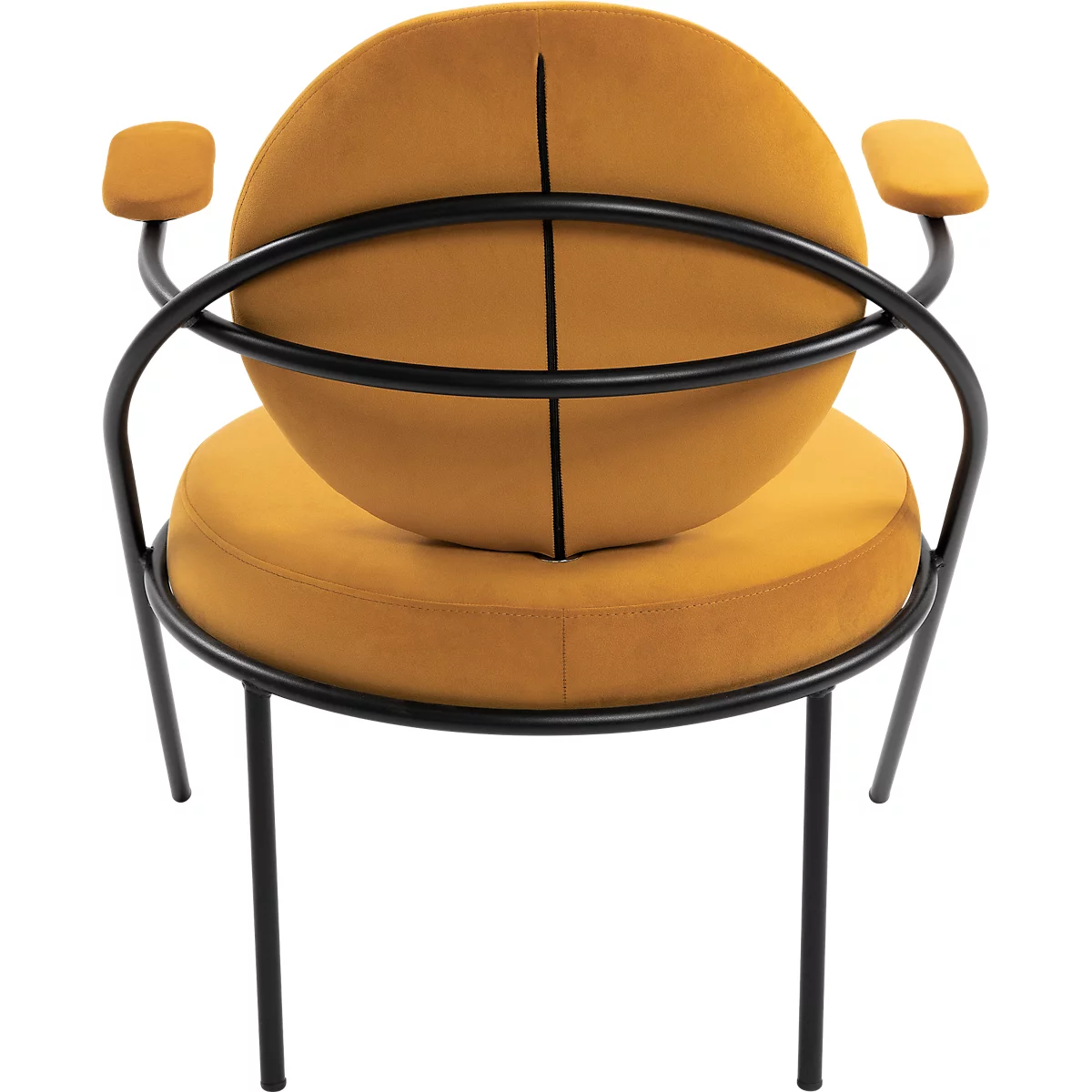 Fauteuil Saturne Meet by Paperflow - 1 place - avec accoudoirs - l. 700 x P 730 x H 880 mm - tube d'acier noir - velours safran