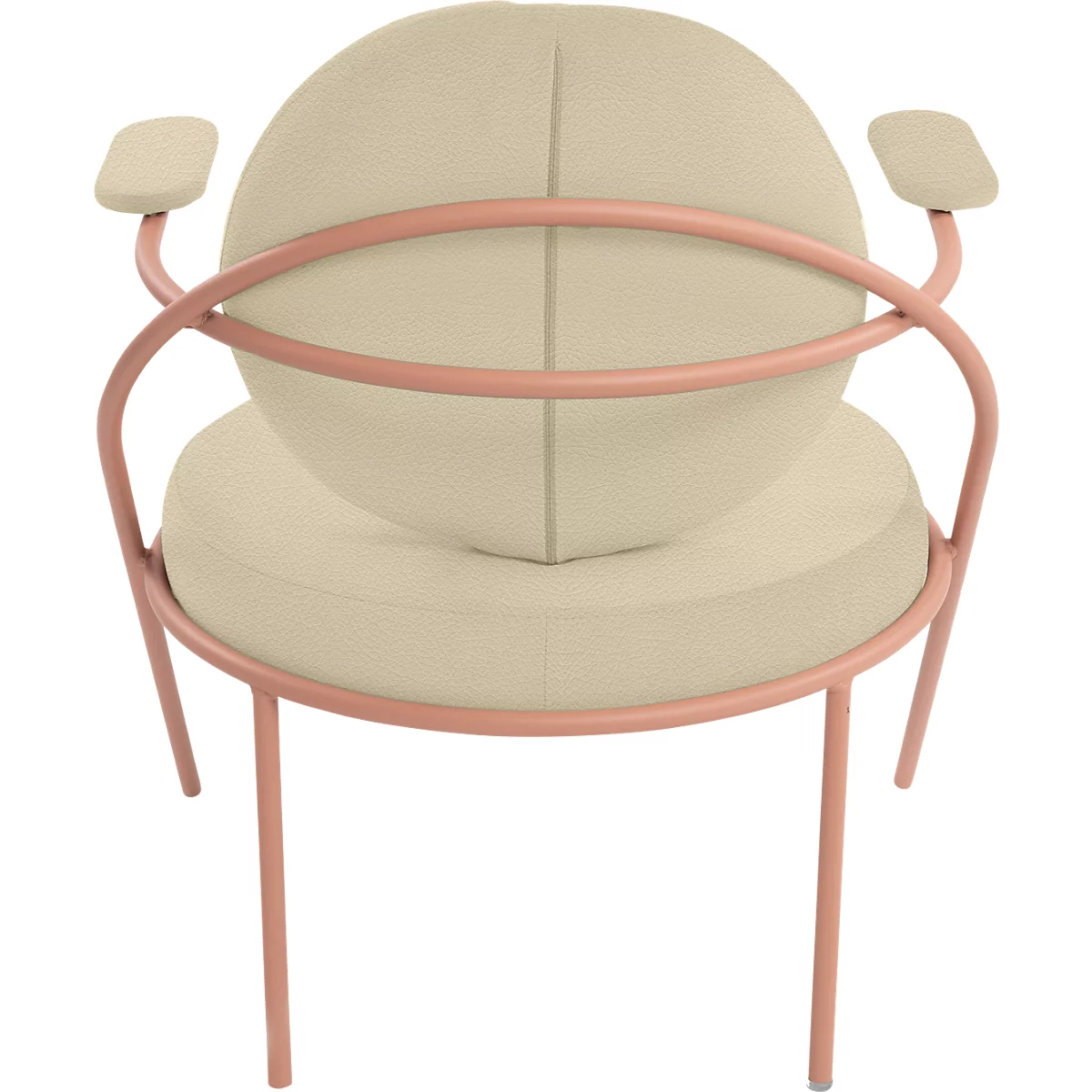Fauteuil Saturne Meet by Paperflow - 1 place - avec accoudoirs - l. 700 x P 730 x H 880 mm - tube d'acier rose - similicuir ivoire