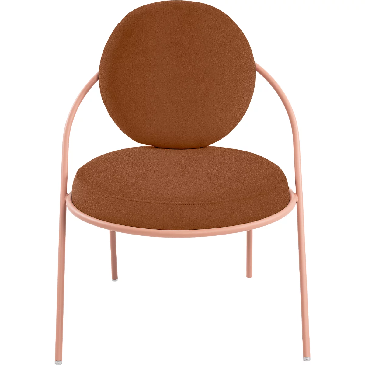 Fauteuil Saturne Meet by Paperflow - 1 place - avec accoudoirs - l. 700 x P 730 x H 880 mm - tube d'acier rose - similicuir rouille