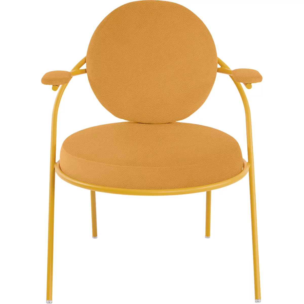 Fauteuil Saturne Meet by Paperflow - 1 place - avec accoudoirs - l. 700 x P 730 x H 880 mm - tube d'acier safran - similicuir safran