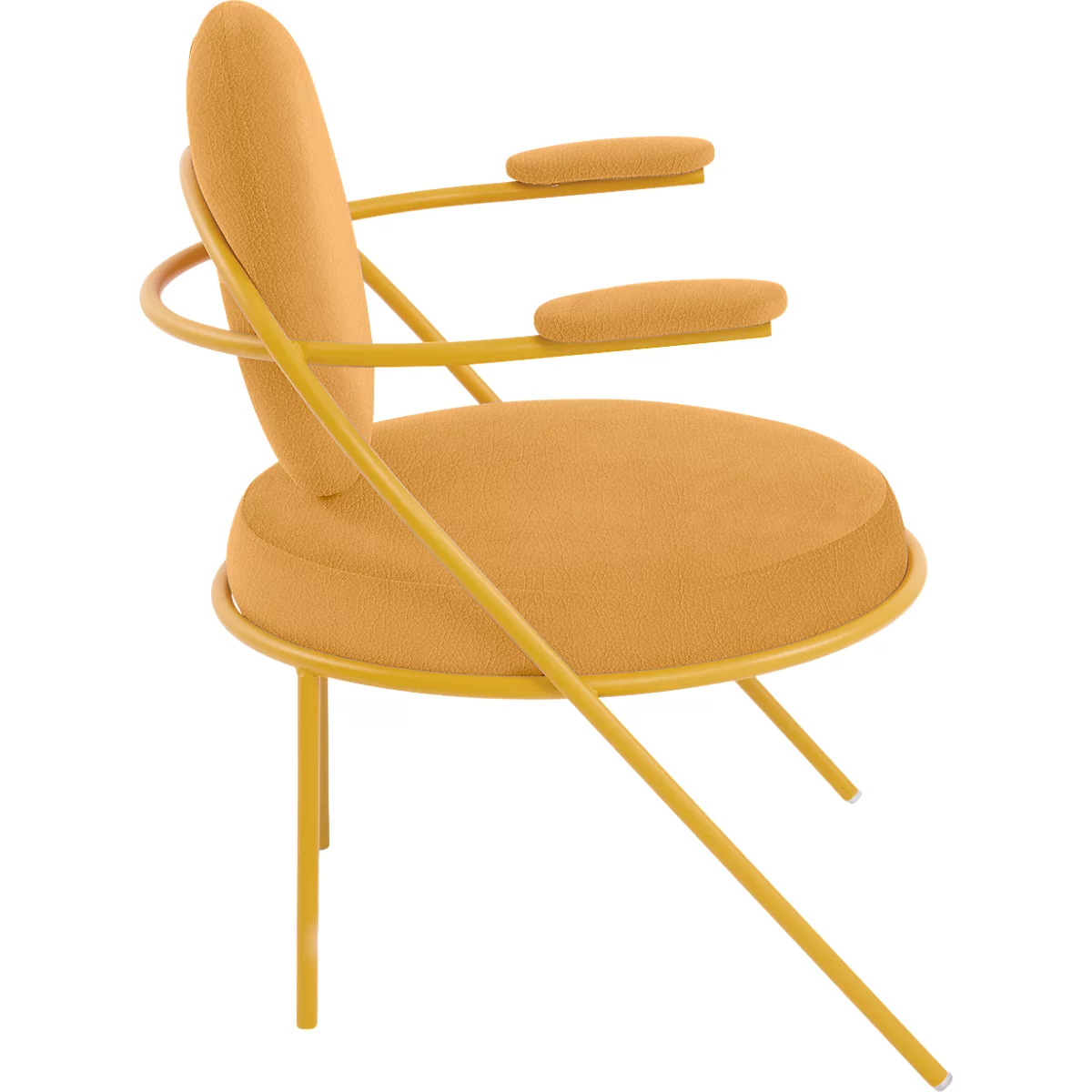 Fauteuil Saturne Meet by Paperflow - 1 place - avec accoudoirs - l. 700 x P 730 x H 880 mm - tube d'acier safran - similicuir safran