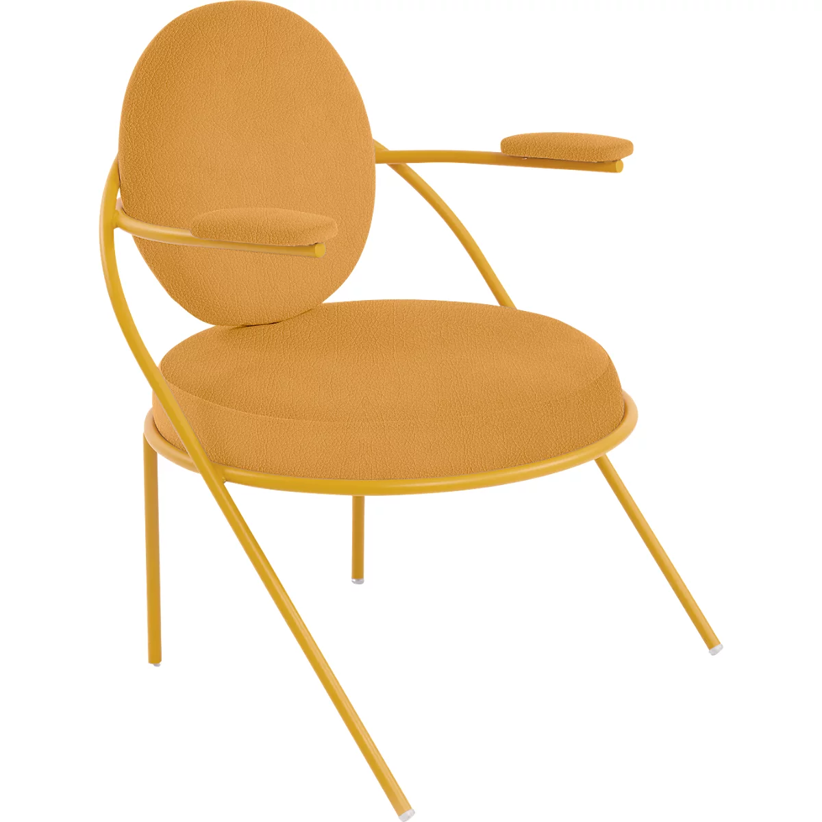 Fauteuil Saturne Meet by Paperflow - 1 place - avec accoudoirs - l. 700 x P 730 x H 880 mm - tube d'acier safran - similicuir safran
