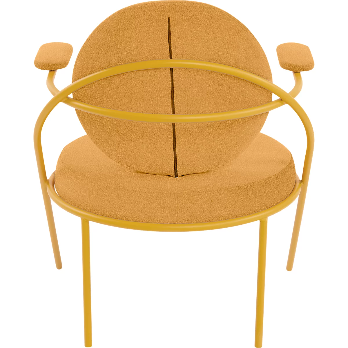 Fauteuil Saturne Meet by Paperflow - 1 place - avec accoudoirs - l. 700 x P 730 x H 880 mm - tube d'acier safran - similicuir safran