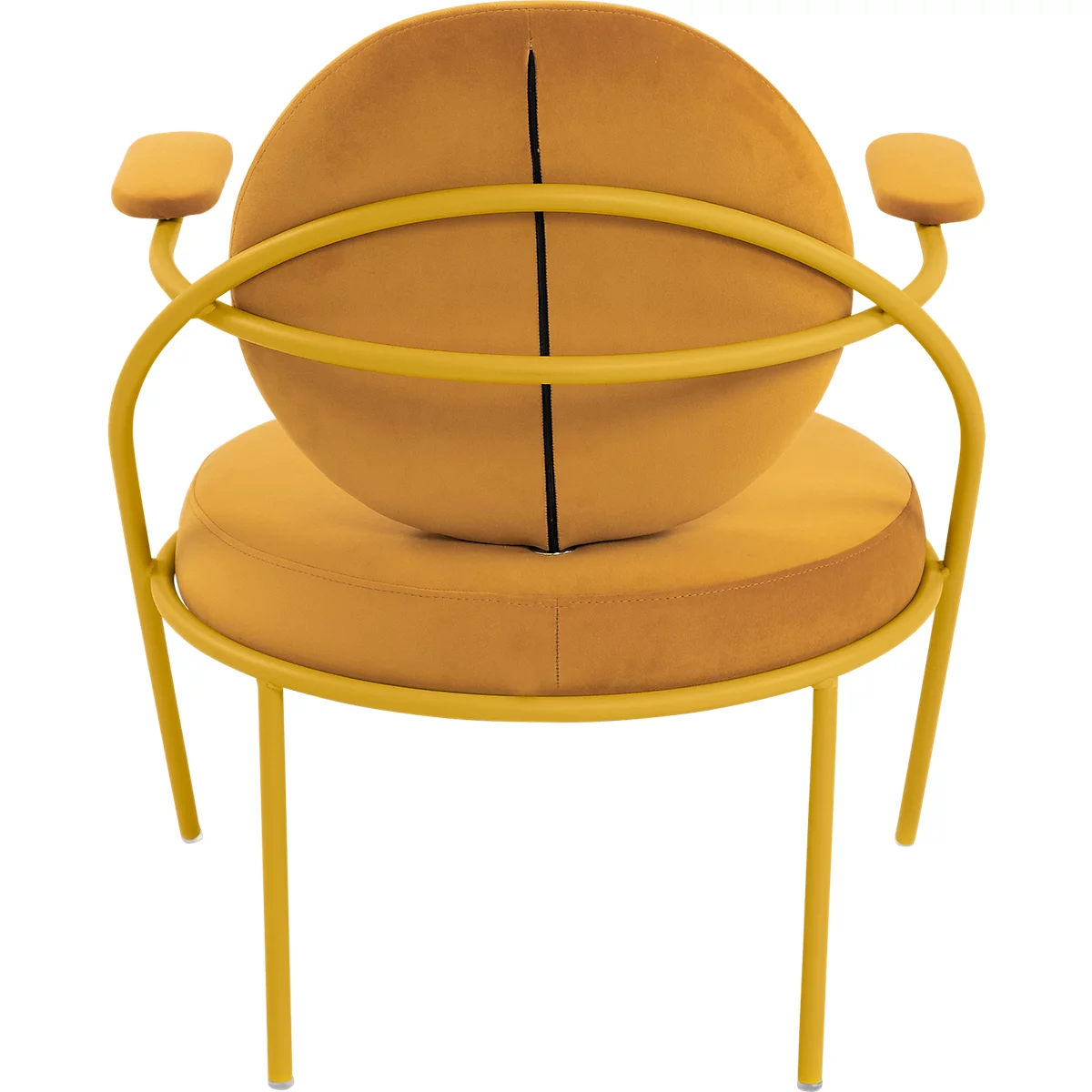 Fauteuil Saturne Meet by Paperflow - 1 place - avec accoudoirs - l. 700 x P 730 x H 880 mm - tube d'acier safran - velours safran