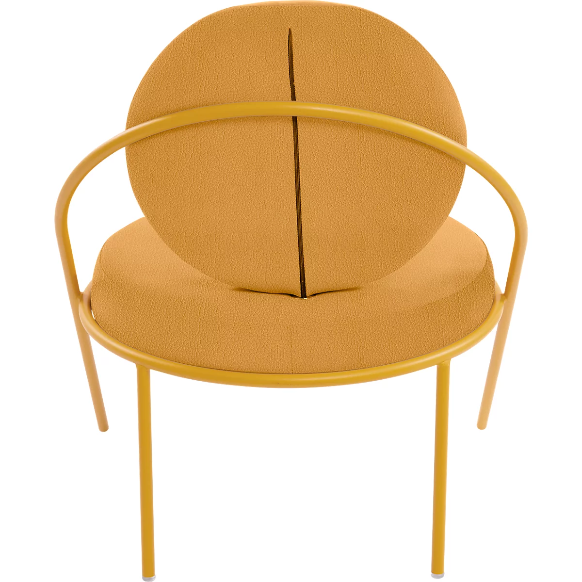 Fauteuil Saturne Meet by Paperflow - 1 place - sans accoudoirs - l. 700 x P 730 x H 880 mm - tube d'acier safran - similicuir safran