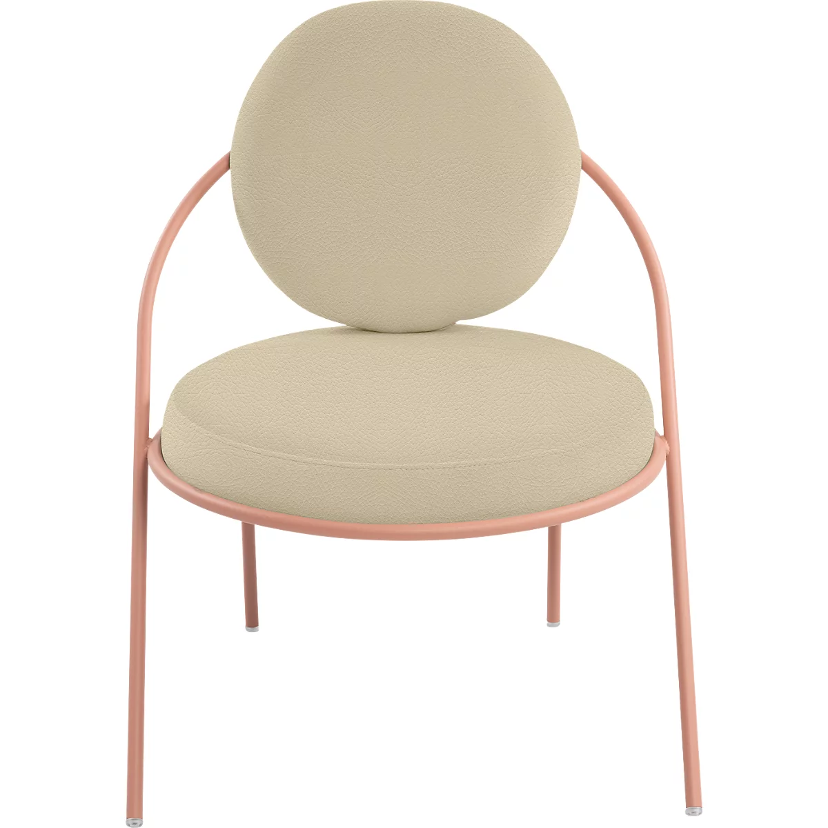 Fauteuil Saturne Meet by Paperflow - 1 zits - B 700 x D 730 x H 880 mm - stalen buis ivoor - kunstleer roest