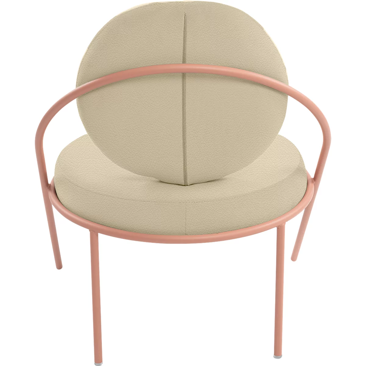 Fauteuil Saturne Meet by Paperflow - 1 zits - B 700 x D 730 x H 880 mm - stalen buis ivoor - kunstleer roest