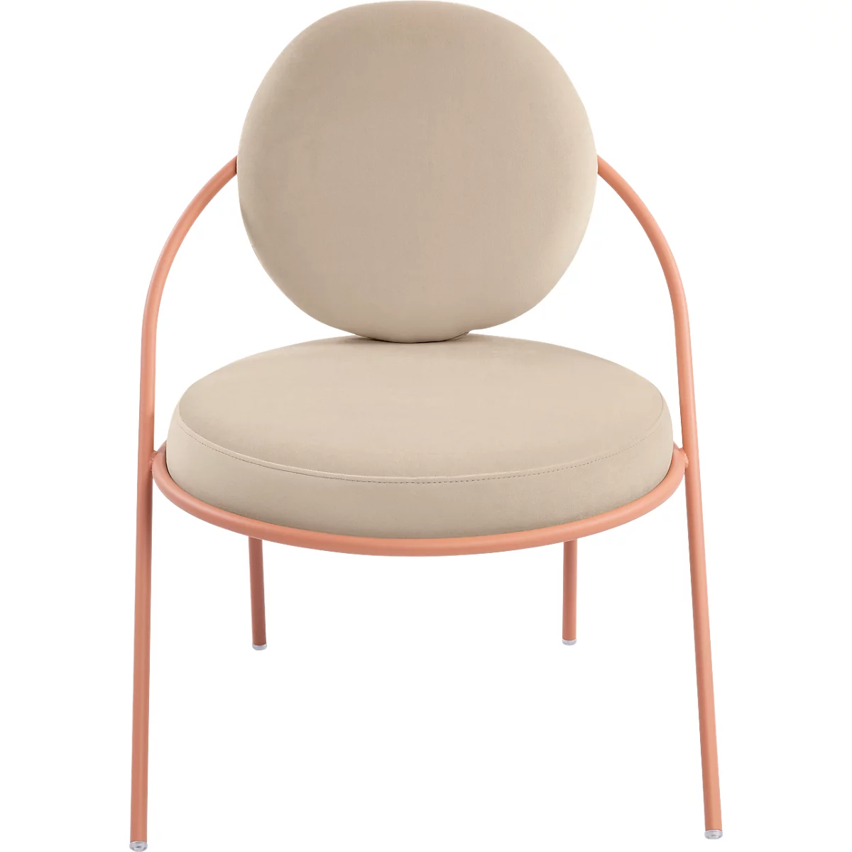 Fauteuil Saturne Meet by Paperflow - 1 zits - B 700 x D 730 x H 880 mm - stalen buis roze - fluweel ivoor
