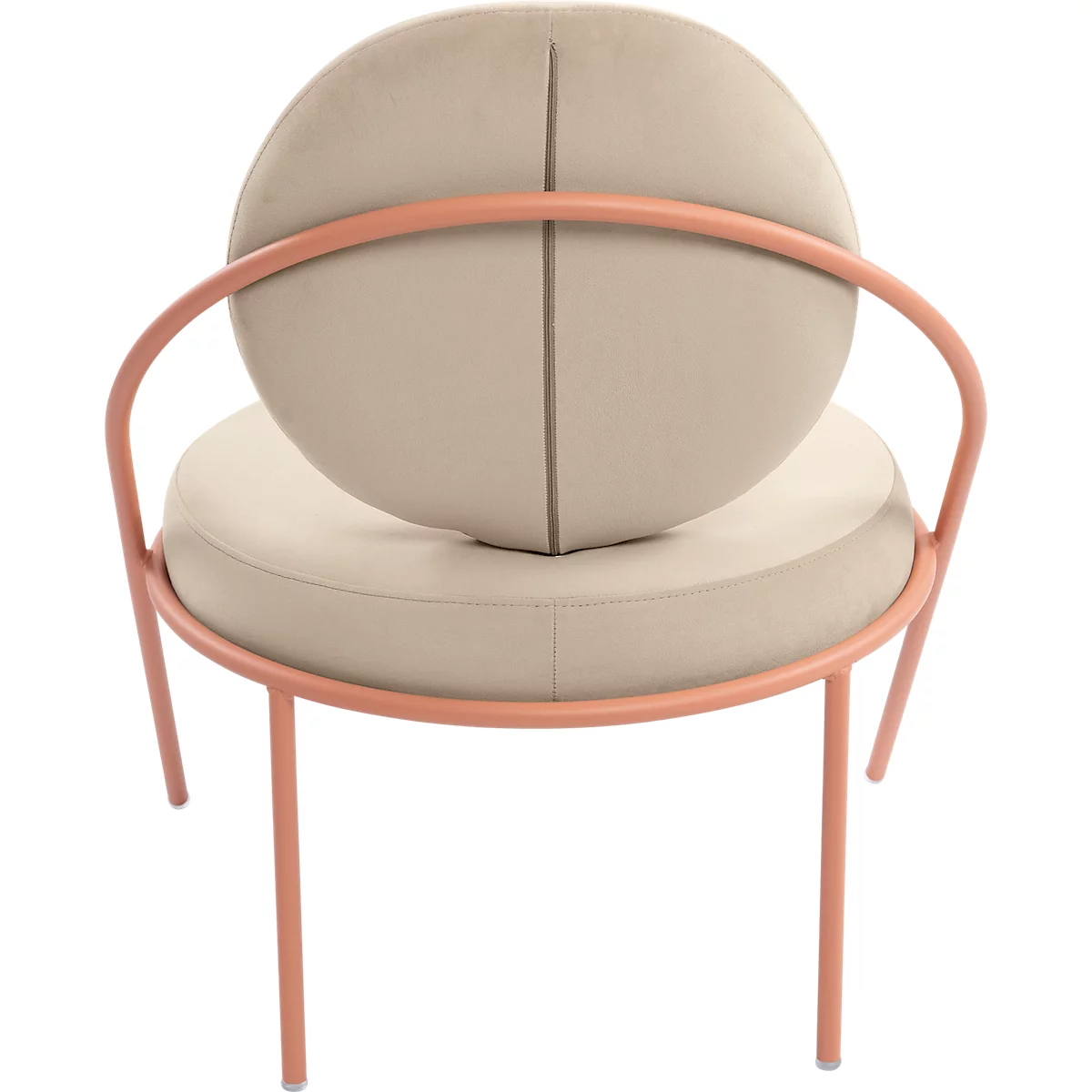Fauteuil Saturne Meet by Paperflow - 1 zits - B 700 x D 730 x H 880 mm - stalen buis roze - fluweel ivoor