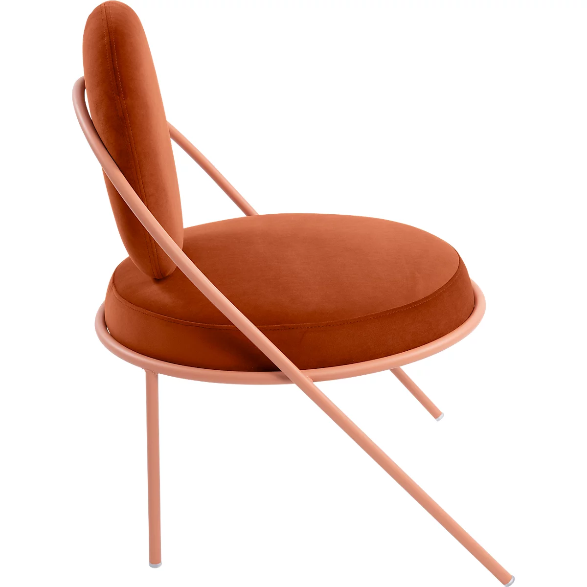 Fauteuil Saturne Meet by Paperflow - 1 zits - B 700 x D 730 x H 880 mm - stalen buis roze - fluweel oxido