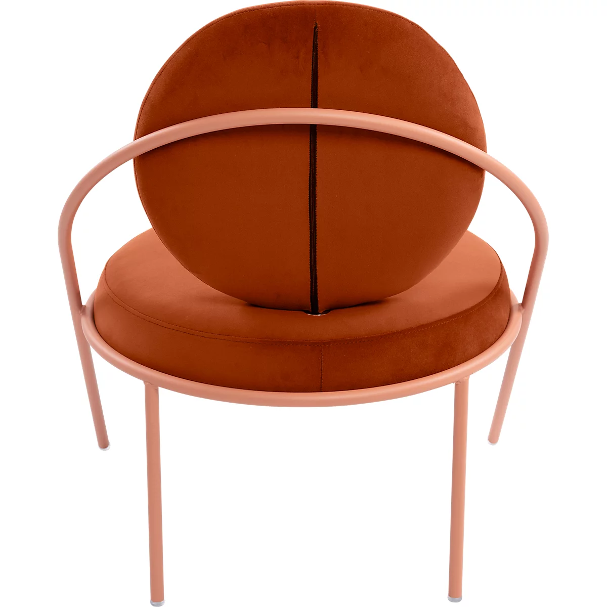 Fauteuil Saturne Meet by Paperflow - 1 zits - B 700 x D 730 x H 880 mm - stalen buis roze - fluweel oxido