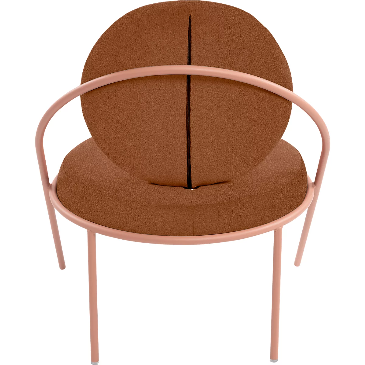 Fauteuil Saturne Meet by Paperflow - 1 zits - B 700 x D 730 x H 880 mm - stalen buis roze - kunstleer roest