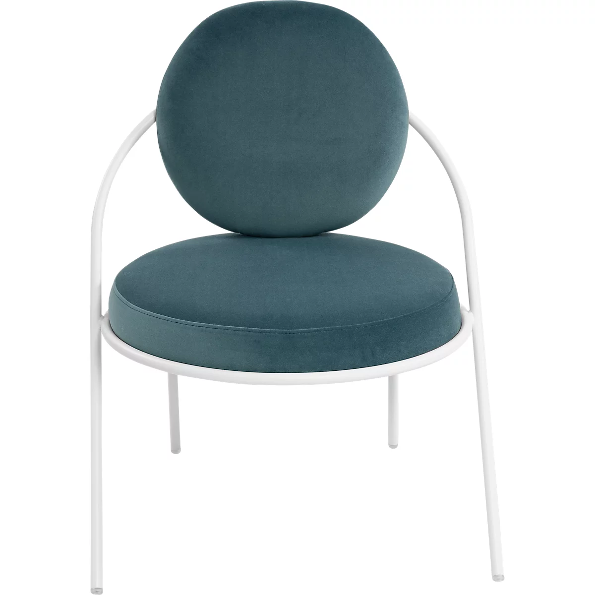 Fauteuil Saturne Meet by Paperflow - 1 zits - B 700 x D 730 x H 880 mm - stalen buis wit - fluweel blauw