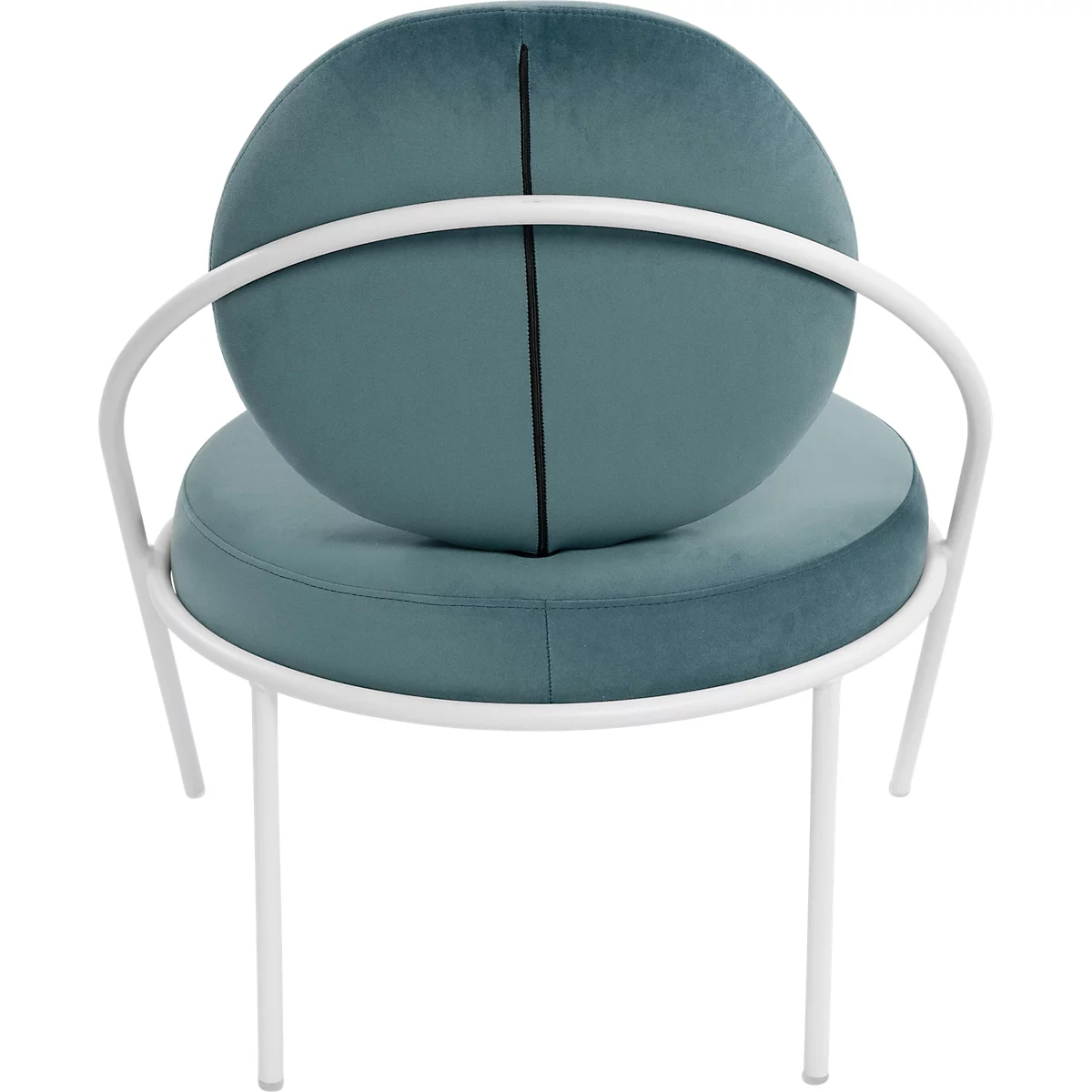 Fauteuil Saturne Meet by Paperflow - 1 zits - B 700 x D 730 x H 880 mm - stalen buis wit - fluweel blauw