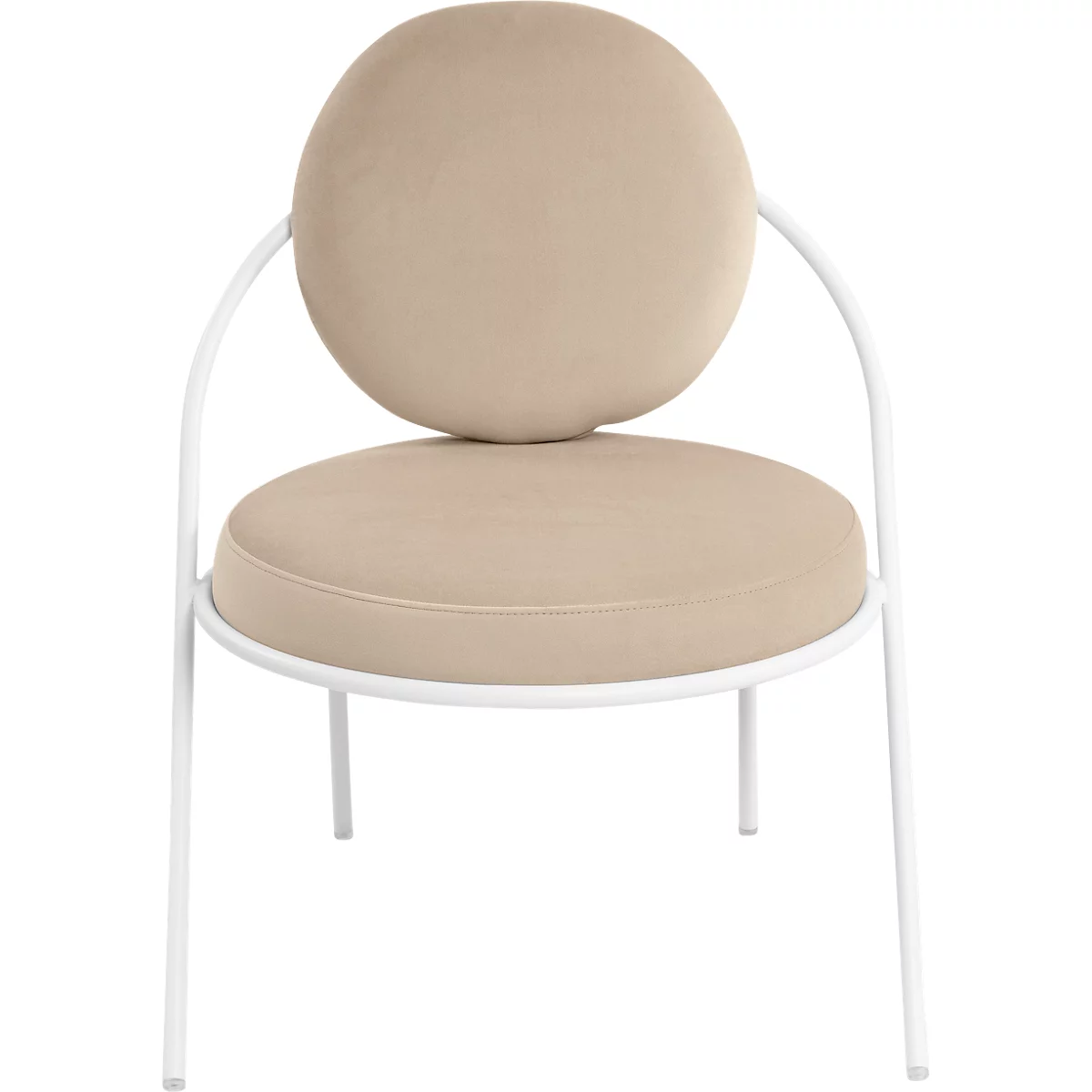 Fauteuil Saturne Meet by Paperflow - 1 zits - B 700 x D 730 x H 880 mm - stalen buis wit - fluweel ivoor