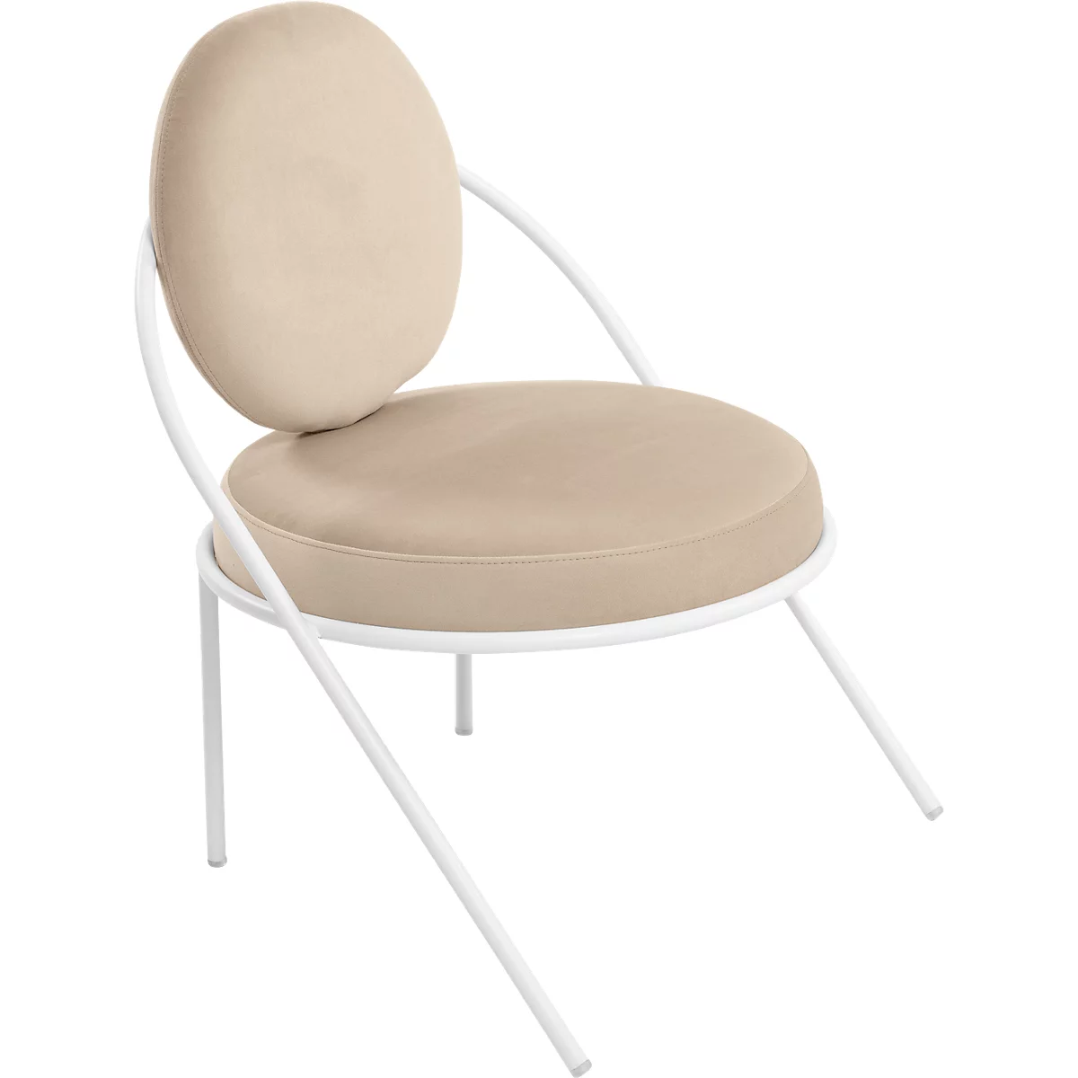 Fauteuil Saturne Meet by Paperflow - 1 zits - B 700 x D 730 x H 880 mm - stalen buis wit - fluweel ivoor