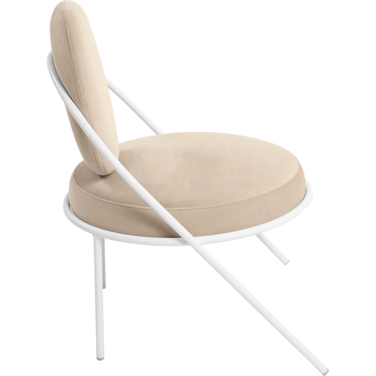 Fauteuil Saturne Meet by Paperflow - 1 zits - B 700 x D 730 x H 880 mm - stalen buis wit - fluweel ivoor