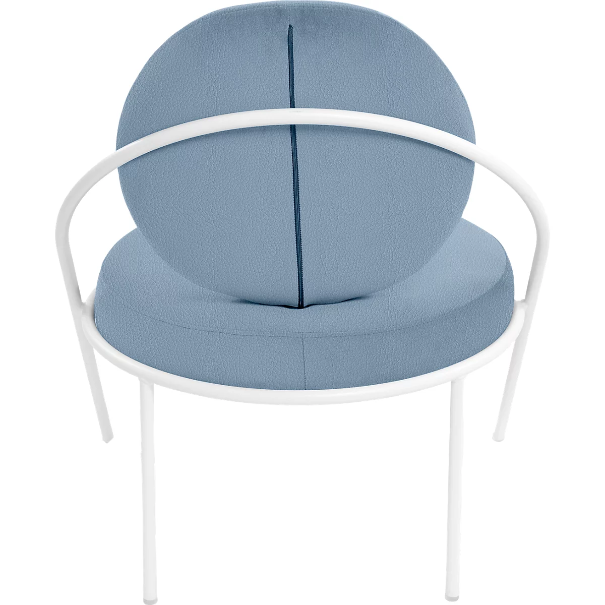 Fauteuil Saturne Meet by Paperflow - 1 zits - B 700 x D 730 x H 880 mm - stalen buis wit - kunstleer blauw