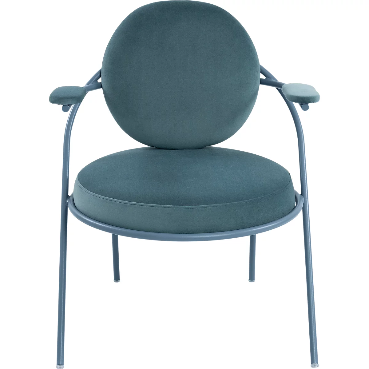 Fauteuil Saturne Meet by Paperflow - 1 zits - met armleuningen - B 700 x D 730 x H 880 mm - stalen buis blauw- fluweel blauw