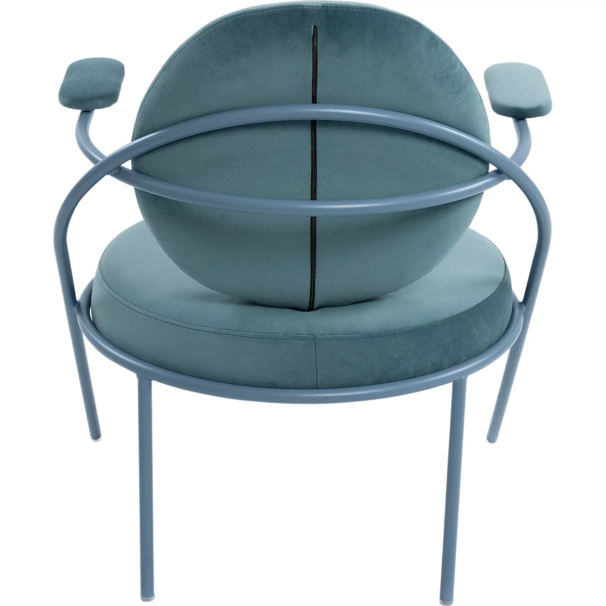 Fauteuil Saturne Meet by Paperflow - 1 zits - met armleuningen - B 700 x D 730 x H 880 mm - stalen buis blauw- fluweel blauw