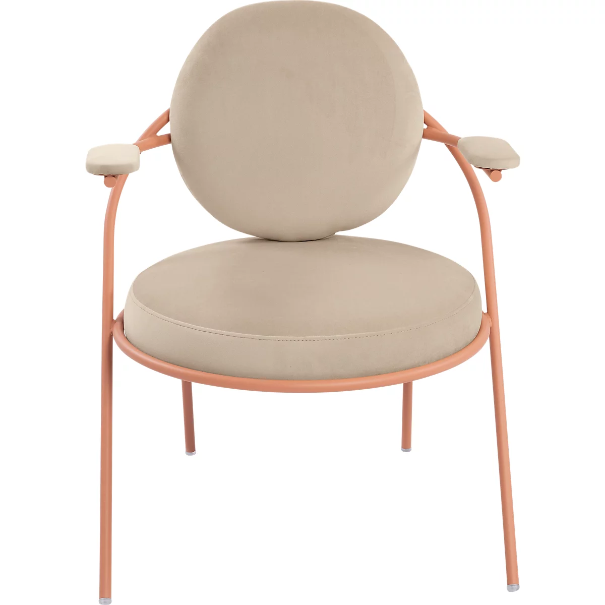 Fauteuil Saturne Meet by Paperflow - 1 zits - met armleuningen - B 700 x D 730 x H 880 mm - stalen buis roze - fluweel ivoor