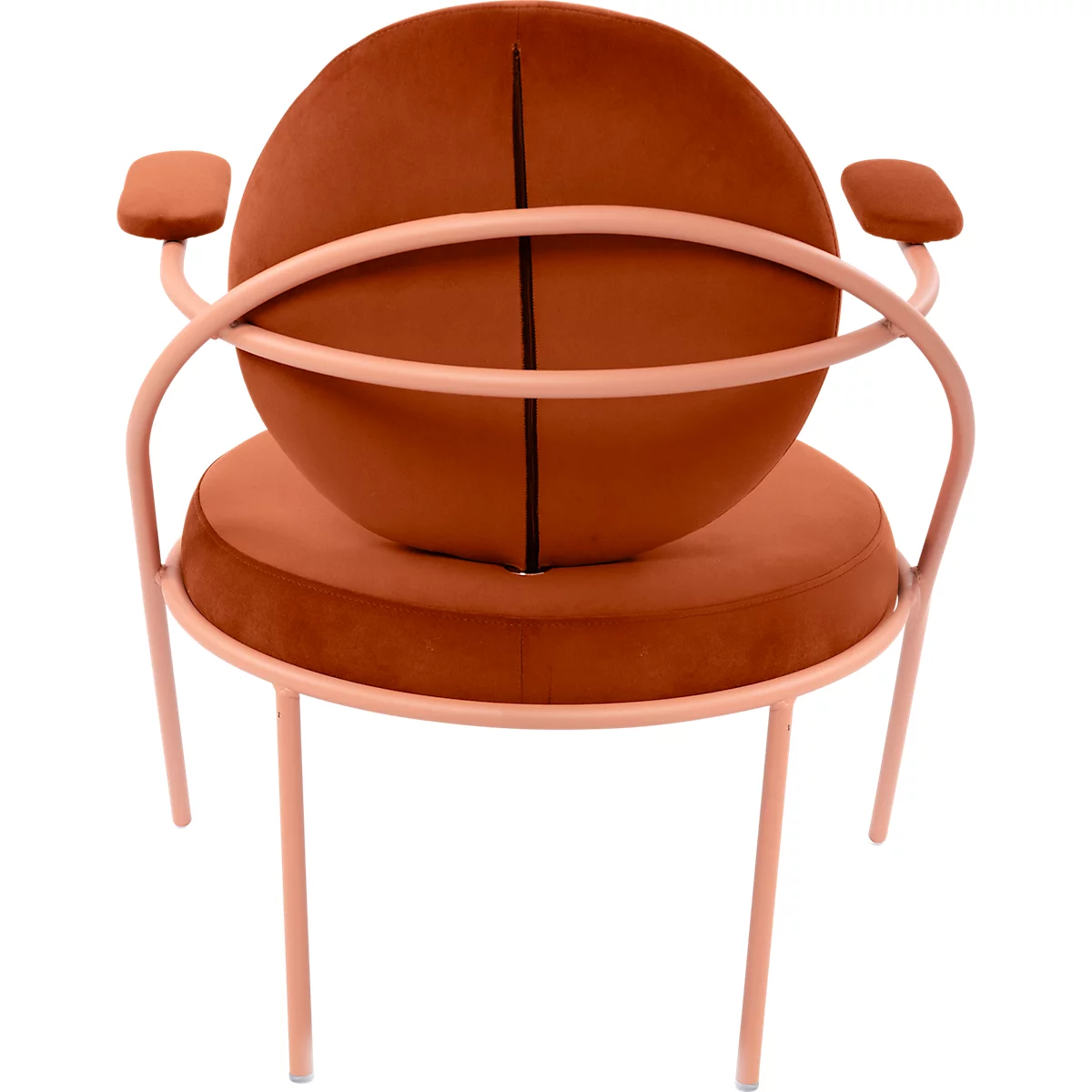 Fauteuil Saturne Meet by Paperflow - 1 zits - met armleuningen - B 700 x D 730 x H 880 mm - stalen buis roze - fluweel roest