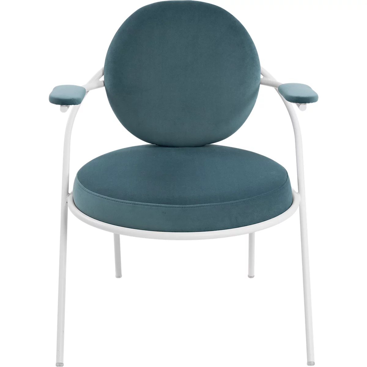 Fauteuil Saturne Meet by Paperflow - 1 zits - met armleuningen - B 700 x D 730 x H 880 mm - stalen buis wit - fluweel blauw