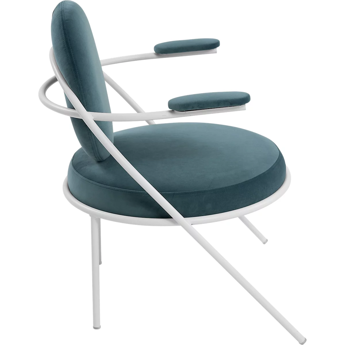 Fauteuil Saturne Meet by Paperflow - 1 zits - met armleuningen - B 700 x D 730 x H 880 mm - stalen buis wit - fluweel blauw