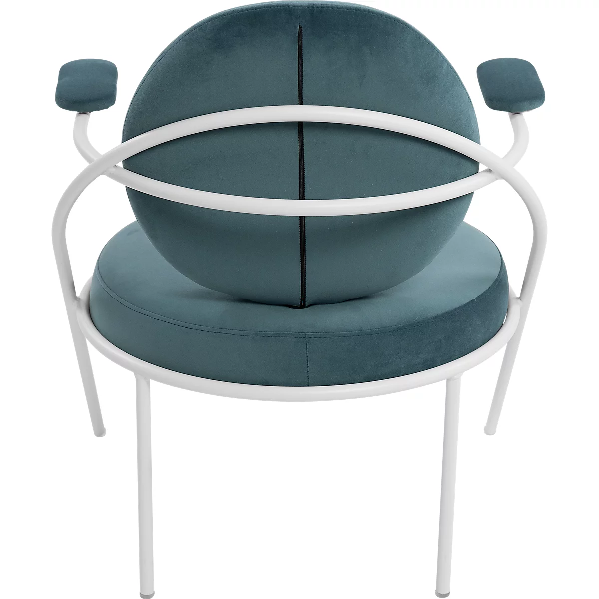 Fauteuil Saturne Meet by Paperflow - 1 zits - met armleuningen - B 700 x D 730 x H 880 mm - stalen buis wit - fluweel blauw
