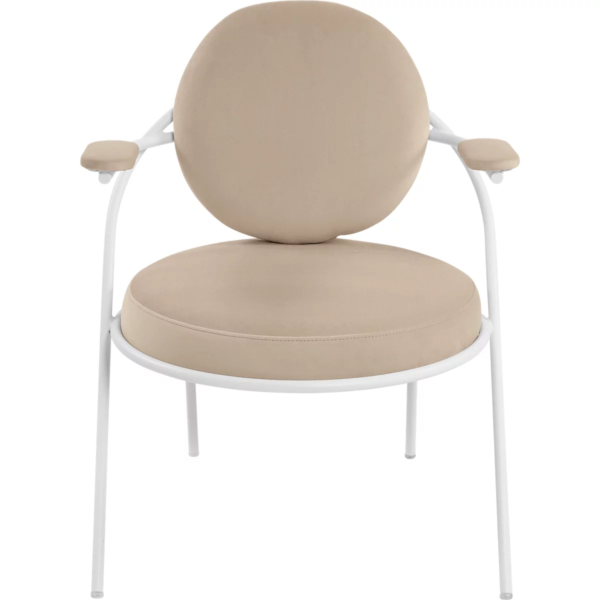 Fauteuil Saturne Meet by Paperflow - 1 zits - met armleuningen - B 700 x D 730 x H 880 mm - stalen buis wit- fluweel ivoor