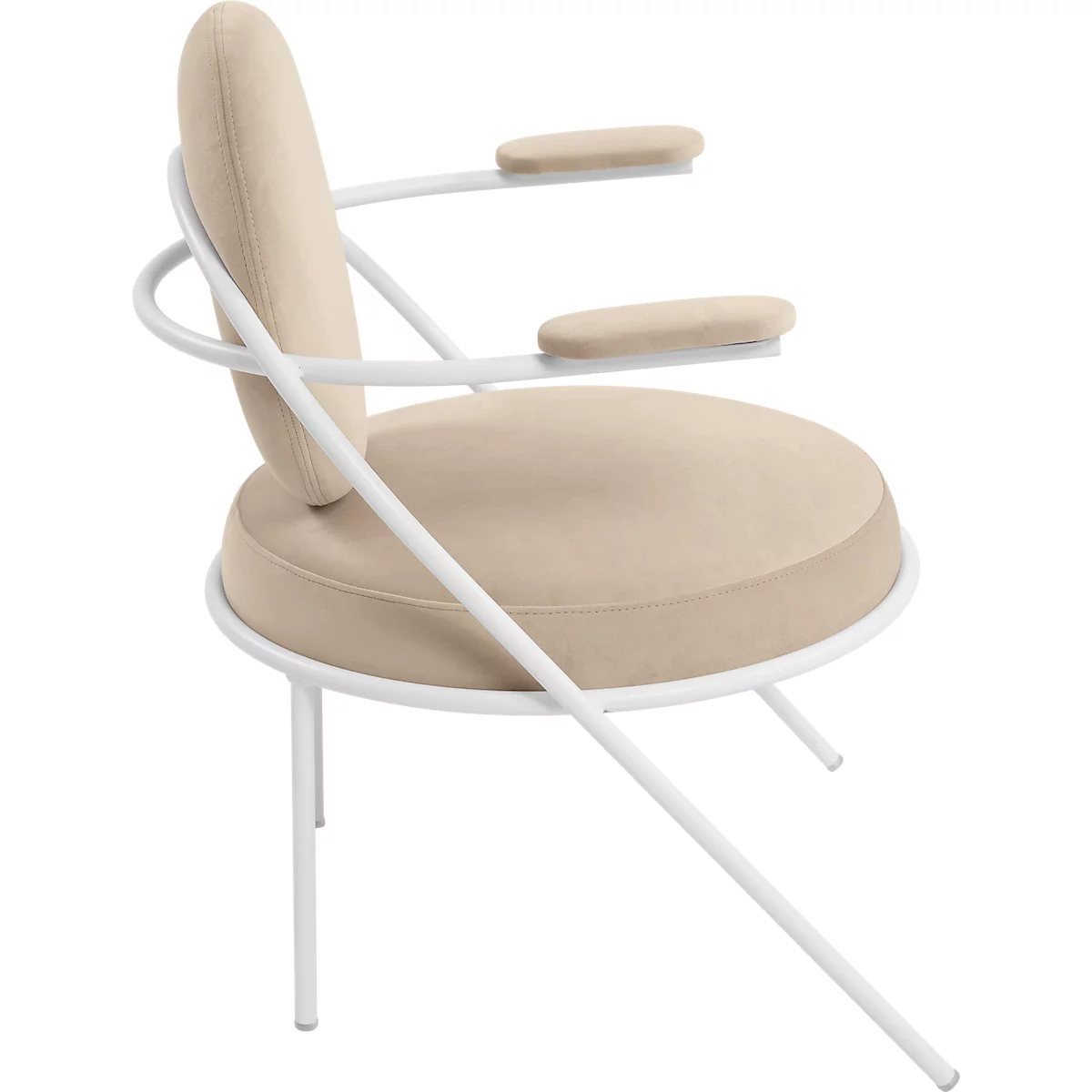Fauteuil Saturne Meet by Paperflow - 1 zits - met armleuningen - B 700 x D 730 x H 880 mm - stalen buis wit- fluweel ivoor