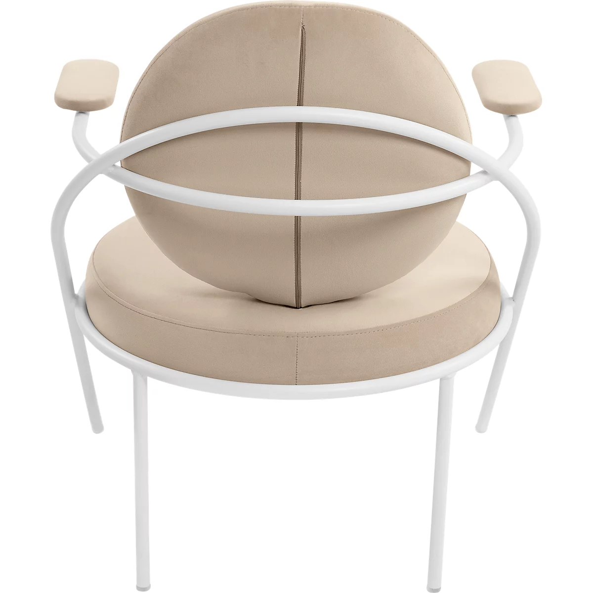 Fauteuil Saturne Meet by Paperflow - 1 zits - met armleuningen - B 700 x D 730 x H 880 mm - stalen buis wit- fluweel ivoor