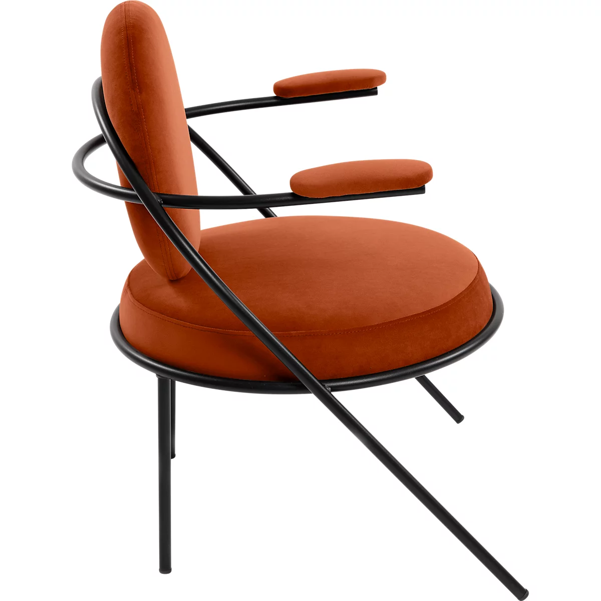 Fauteuil Saturne Meet by Paperflow - 1 zits - met armleuningen - B 700 x D 730 x H 880 mm - stalen buis zwart - fluweel roest