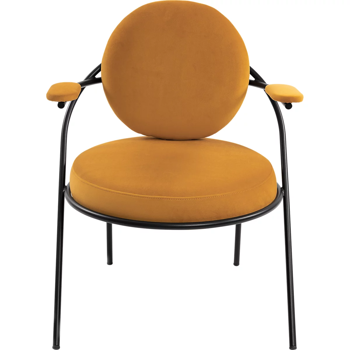 Fauteuil Saturne Meet by Paperflow - 1 zits - met armleuningen - B 700 x D 730 x H 880 mm - stalen buis zwart - fluweel saffraan