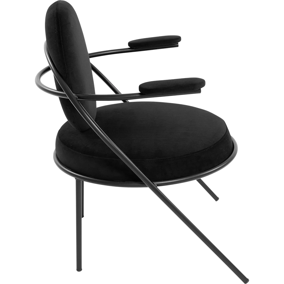 Fauteuil Saturne Meet by Paperflow - 1 zits - met armleuningen - B 700 x D 730 x H 880 mm - stalen buis zwart - fluweel zwart