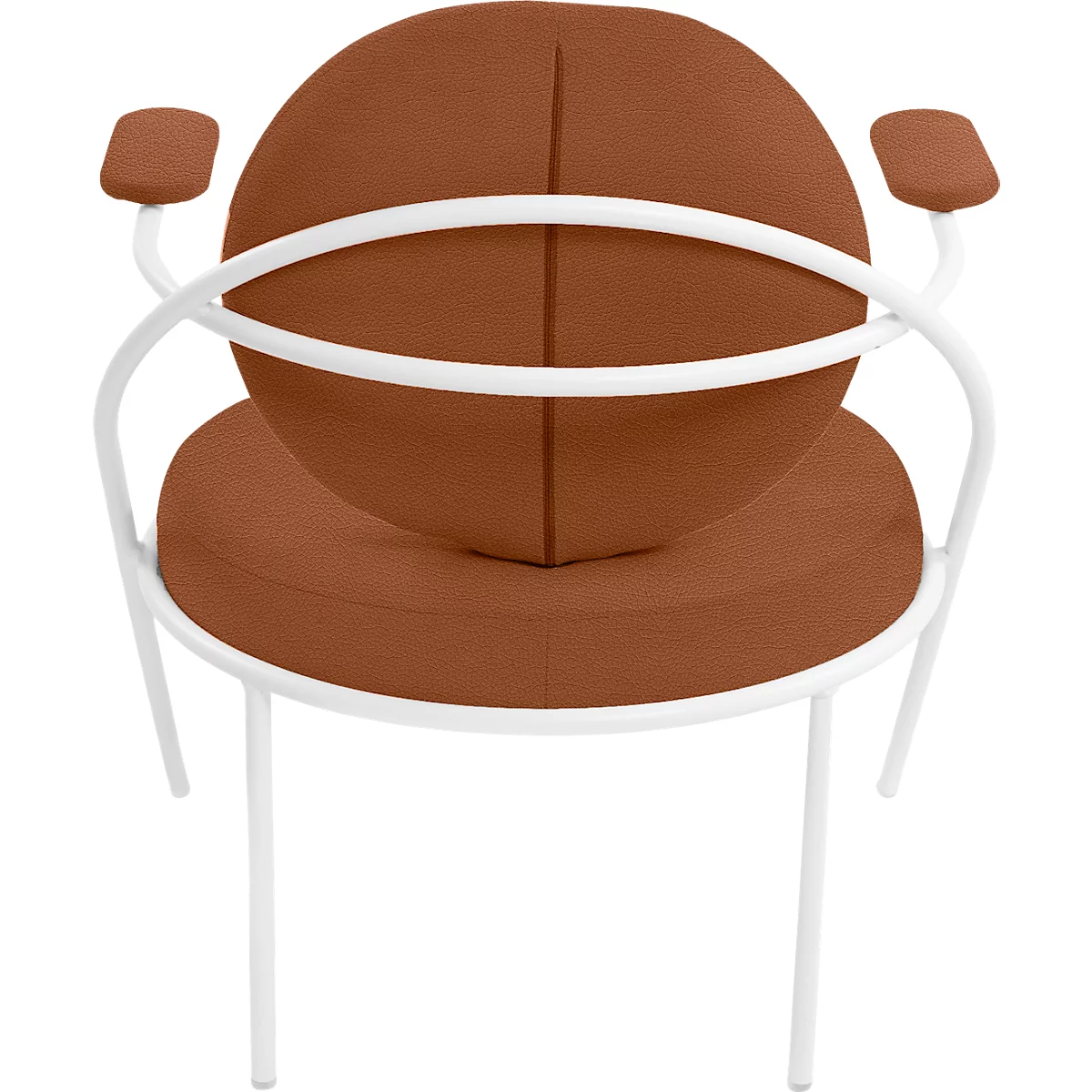 Fauteuil Saturne Meet by Paperflow - 1 zits - met armleuninigen - B 700 x D 730 x H 880 mm - stalen buis wit - kunstleer roest