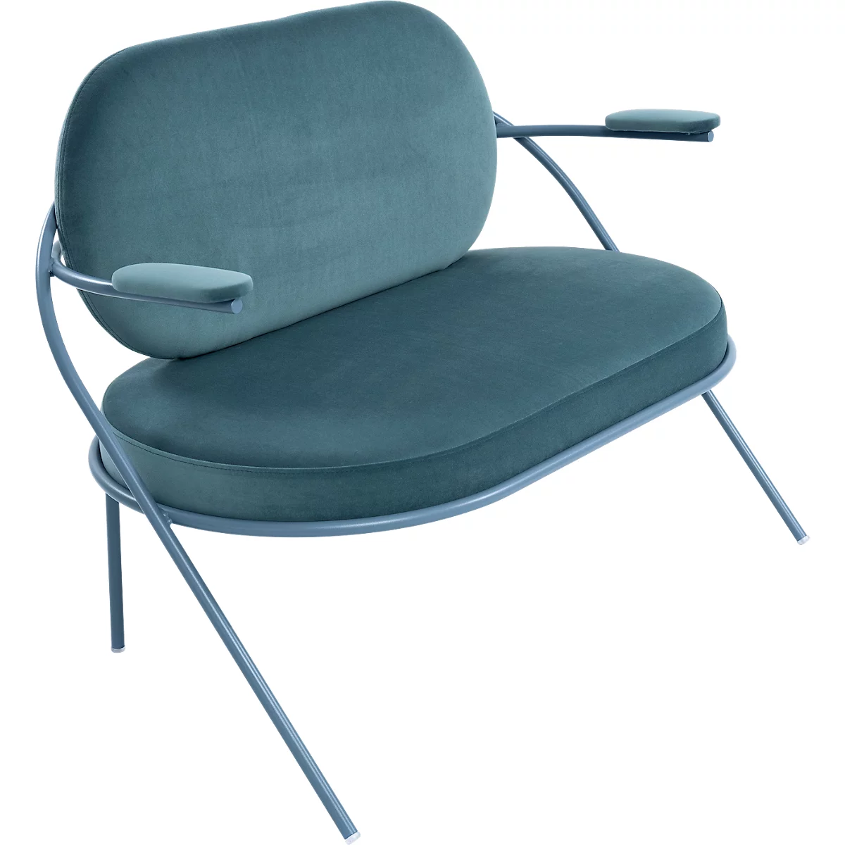 Fauteuil Saturne Meet by Paperflow - 2 places - avec accoudoirs - l. 1180 x P 730 x H 880 mm - tube d'acier bleu - velours bleu