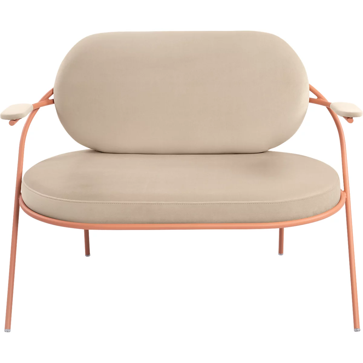 Fauteuil Saturne Meet by Paperflow - 2 places - avec accoudoirs - l. 1180 x P 730 x H 880 mm - tube d'acier rose - velours ivoire