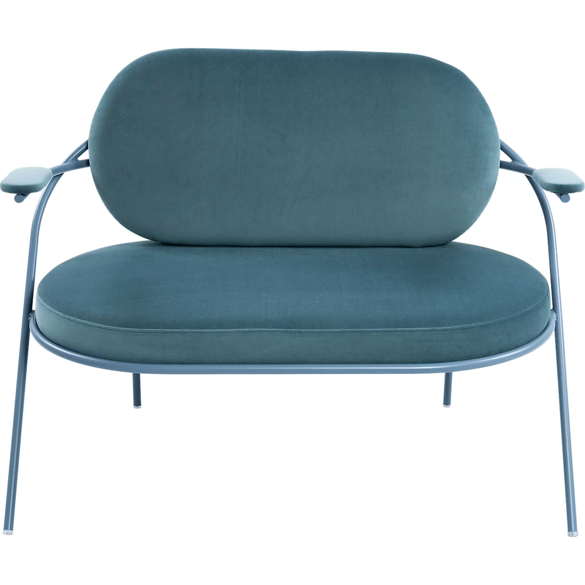 Fauteuil Saturne Meet by Paperflow - 2 zits - met armleuninigen - B 1180 x D 730 x H 880 mm - stalen buis blauw- fluweel blauw - set van 2