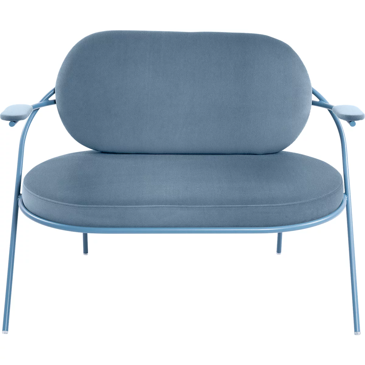 Fauteuil Saturne Meet by Paperflow - 2 zits - met armleuninigen - B 1180 x D 730 x H 880 mm - stalen buis blauw - kunstleer blauw - set van 2