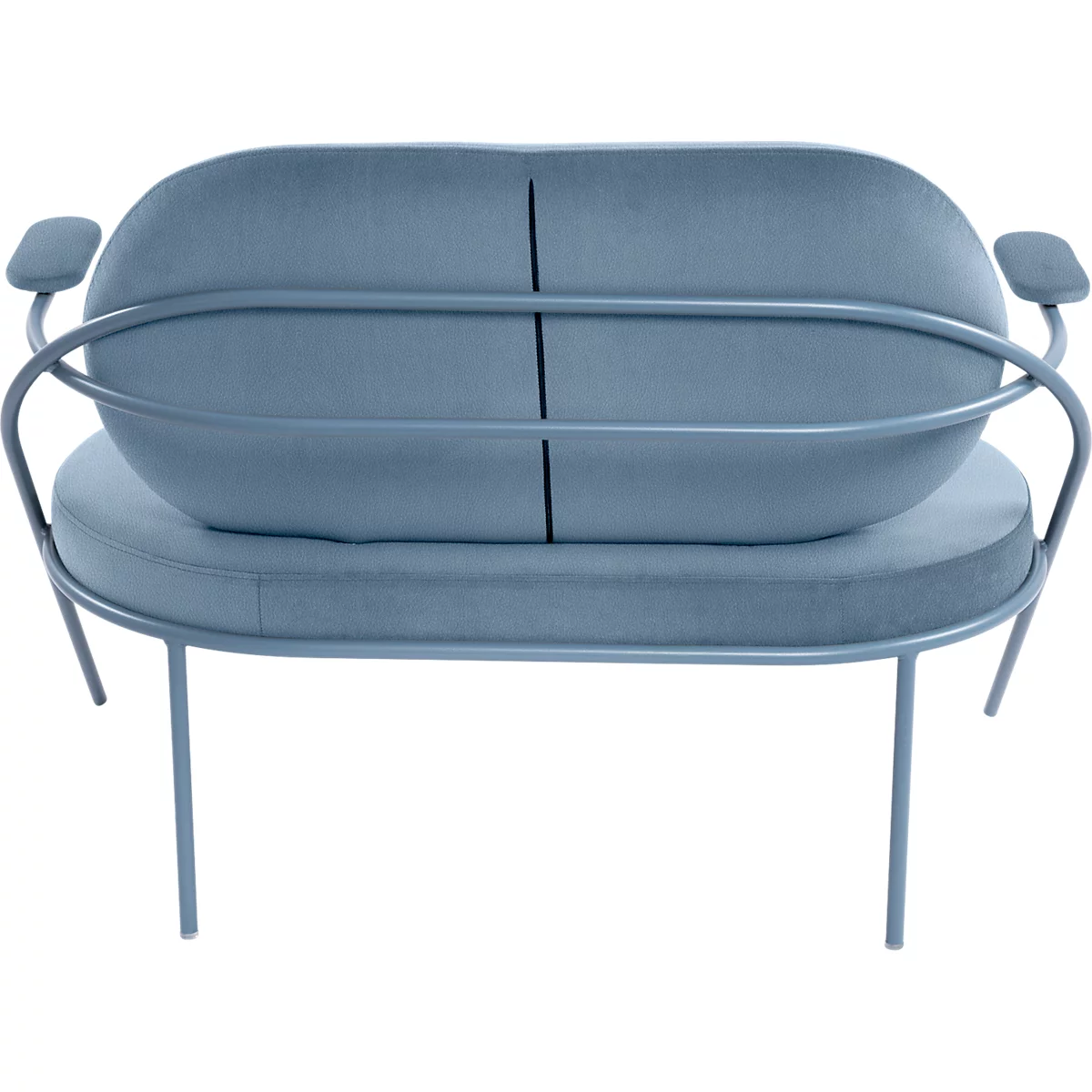 Fauteuil Saturne Meet by Paperflow - 2 zits - met armleuninigen - B 1180 x D 730 x H 880 mm - stalen buis blauw - kunstleer blauw - set van 2