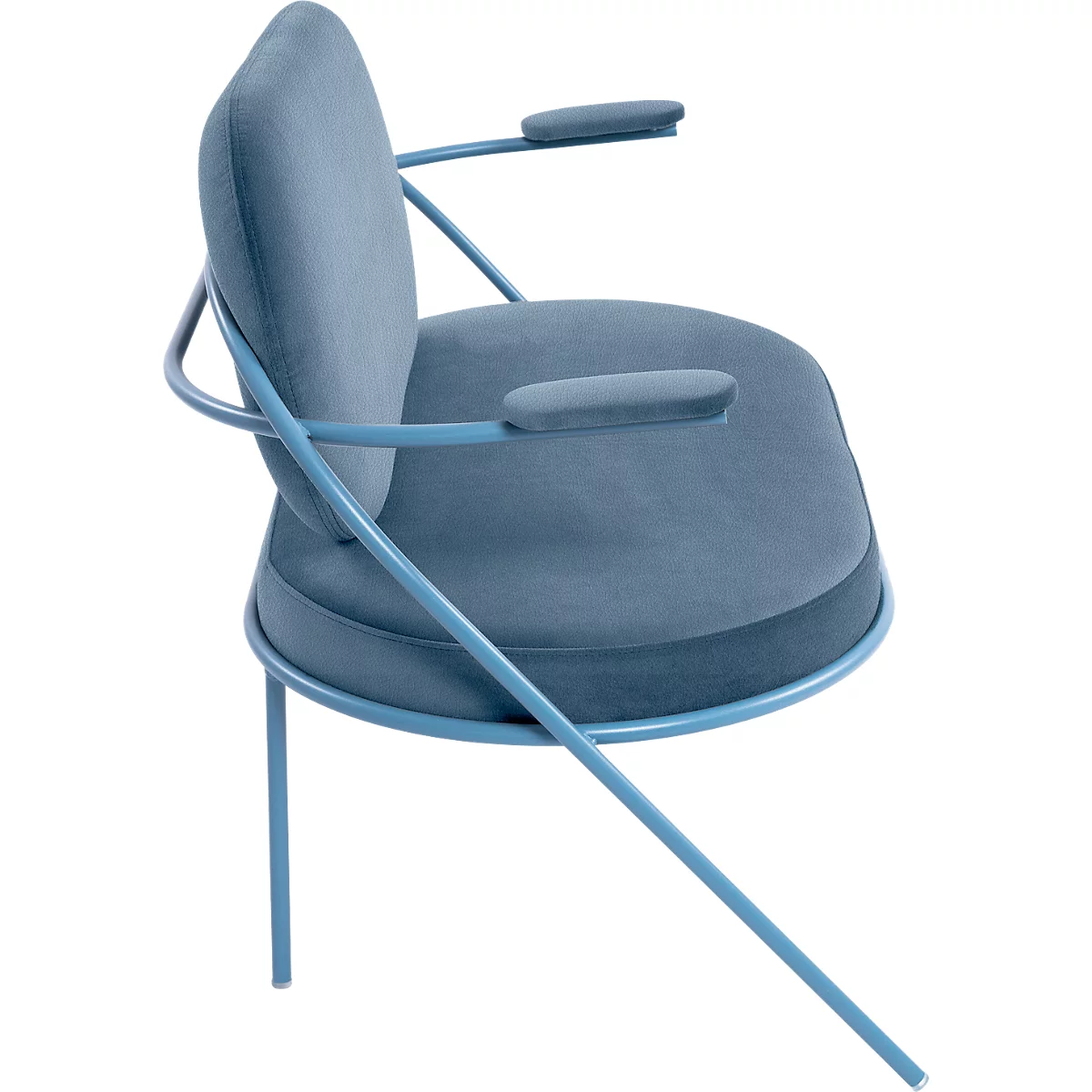 Fauteuil Saturne Meet by Paperflow - 2 zits - met armleuninigen - B 1180 x D 730 x H 880 mm - stalen buis blauw - kunstleer blauw - set van 2