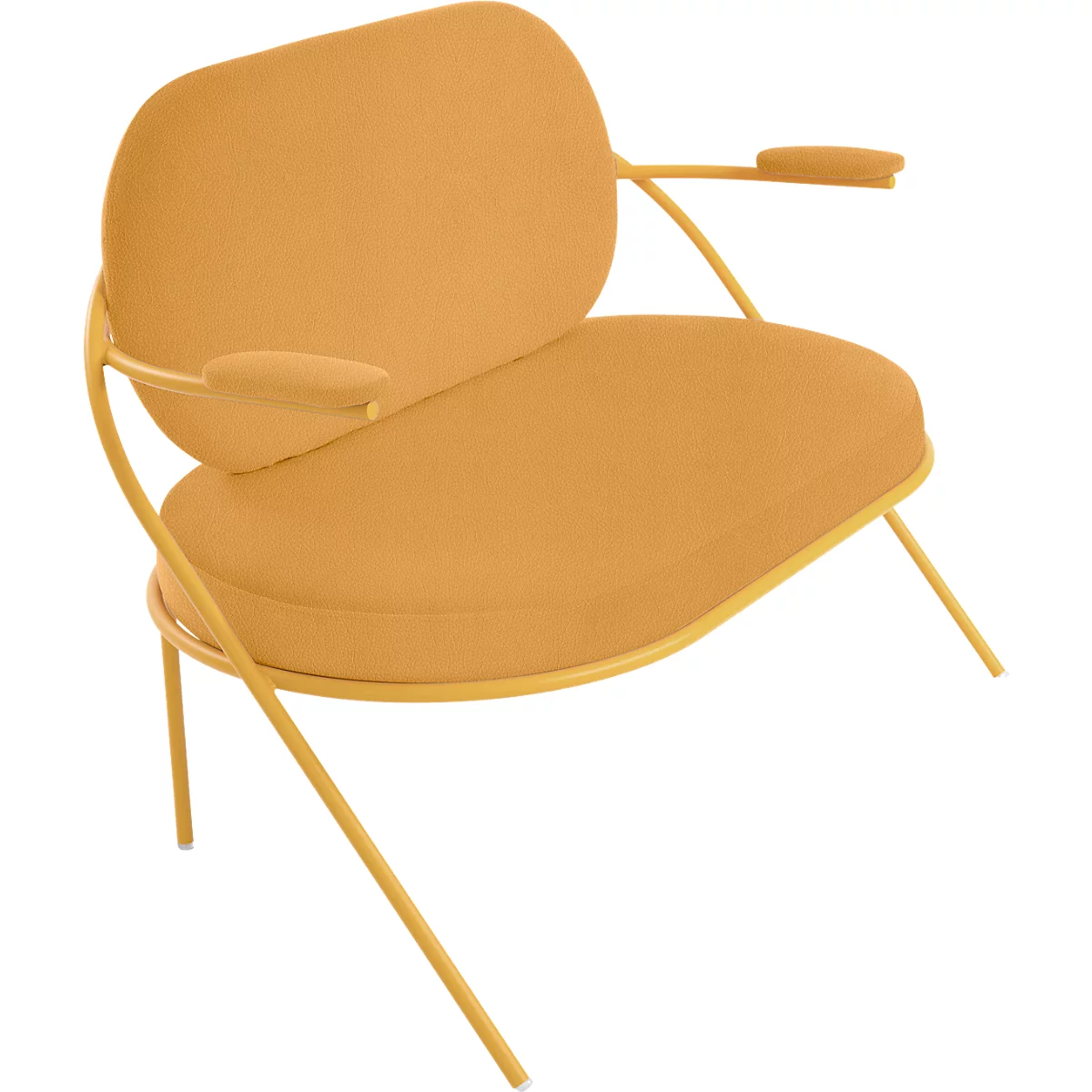 Fauteuil Saturne Meet by Paperflow - 2 zits - met armleuninigen - B 1180 x D 730 x H 880 mm - stalen buis saffraan - kunstleer saffraan - set van 2