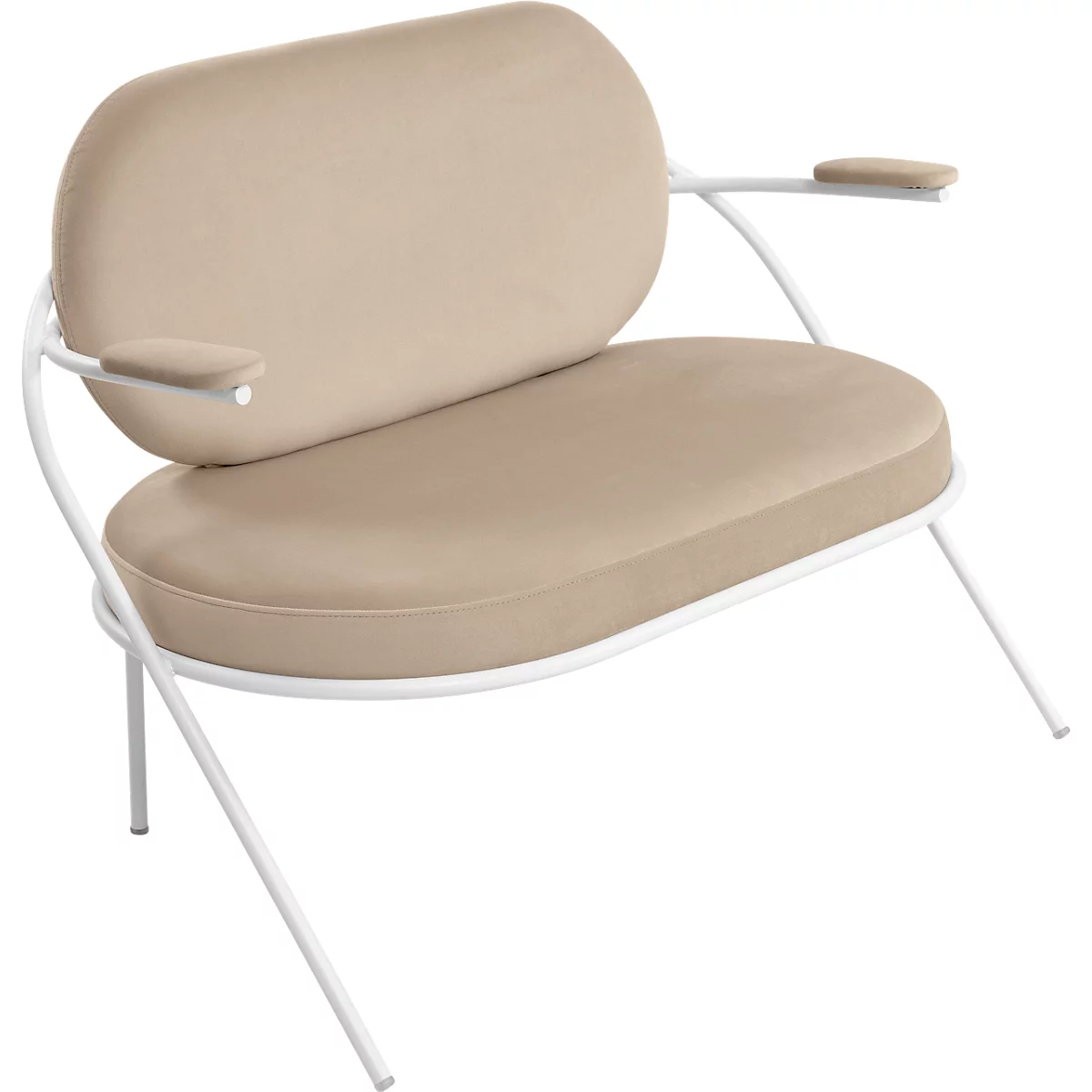 Fauteuil Saturne Meet by Paperflow - 2 zits - met armleuninigen - B 1180 x D 730 x H 880 mm - stalen buis wit - fluweel ivoor
