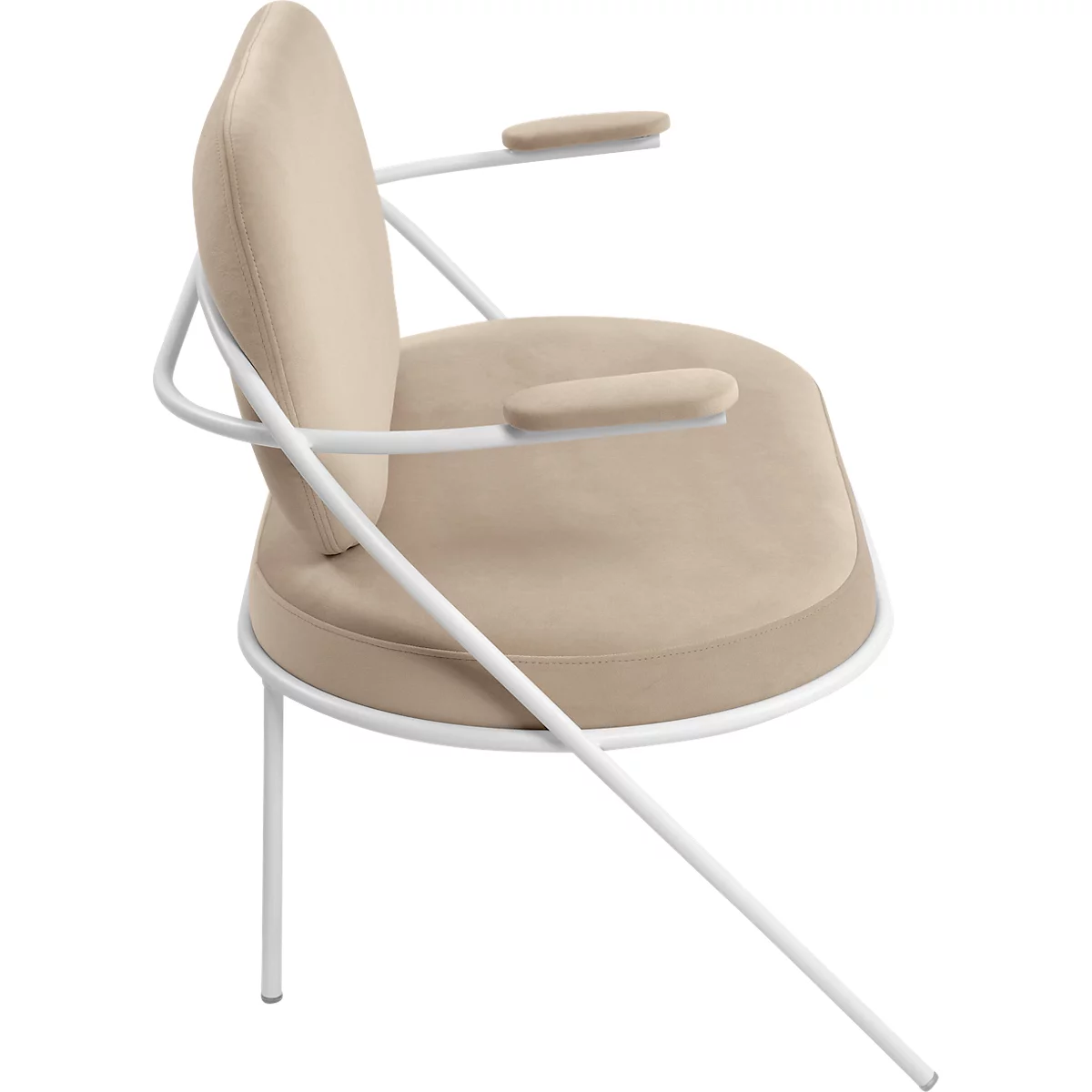 Fauteuil Saturne Meet by Paperflow - 2 zits - met armleuninigen - B 1180 x D 730 x H 880 mm - stalen buis wit - fluweel ivoor